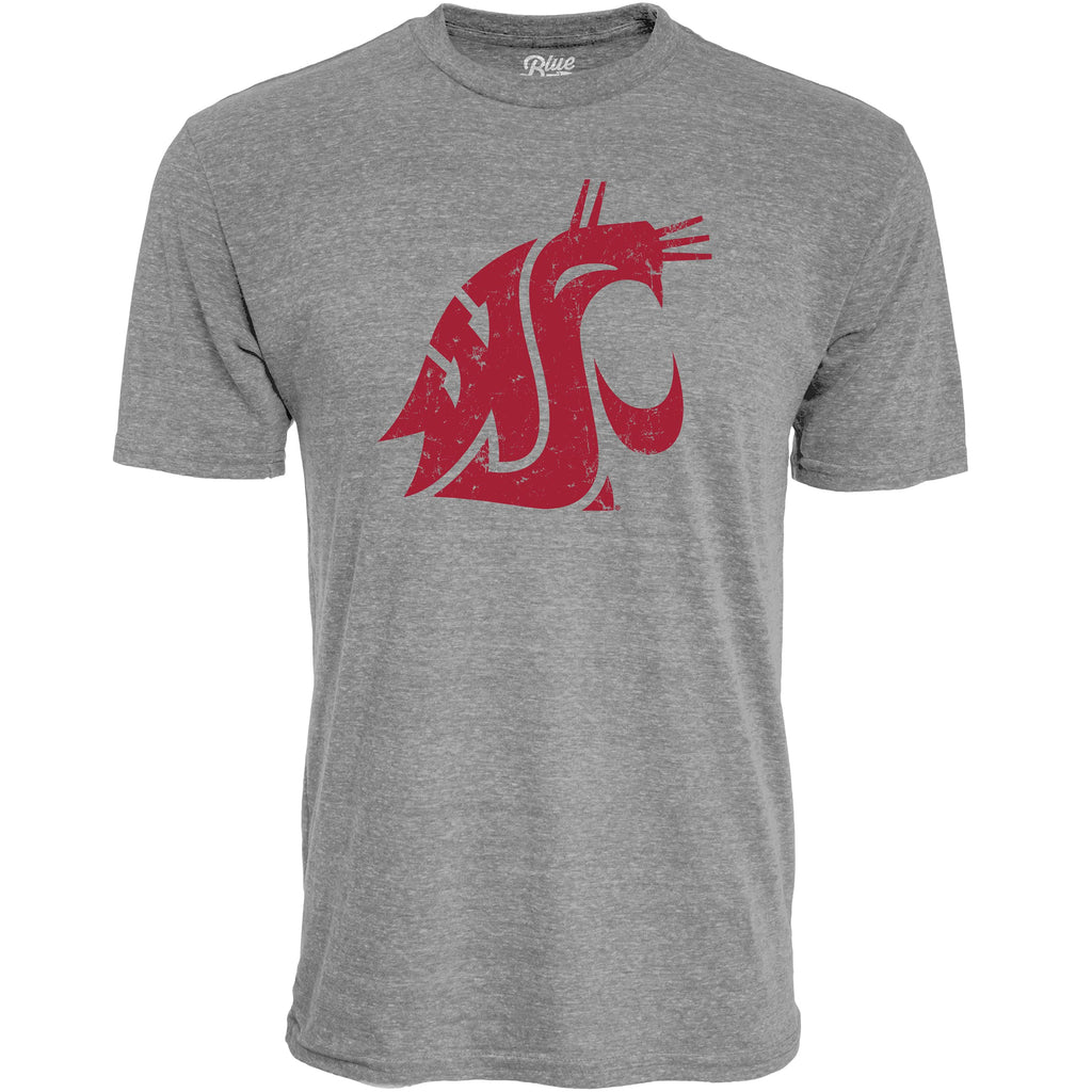 Blue 84 Men's Washington State Cougars Tri-Blend T-Shirt Vintage Icon Heather Grey, Grey, X-Large
