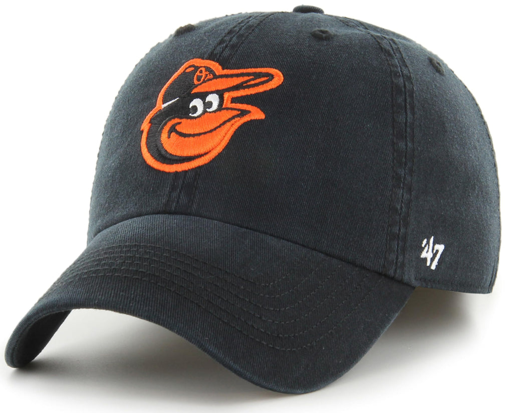 47 MLB Team Color Primary Logo Franchise Fitted Baseball Hat Cap, Unisex Adult - Baltimore Orioles - Black (Large)