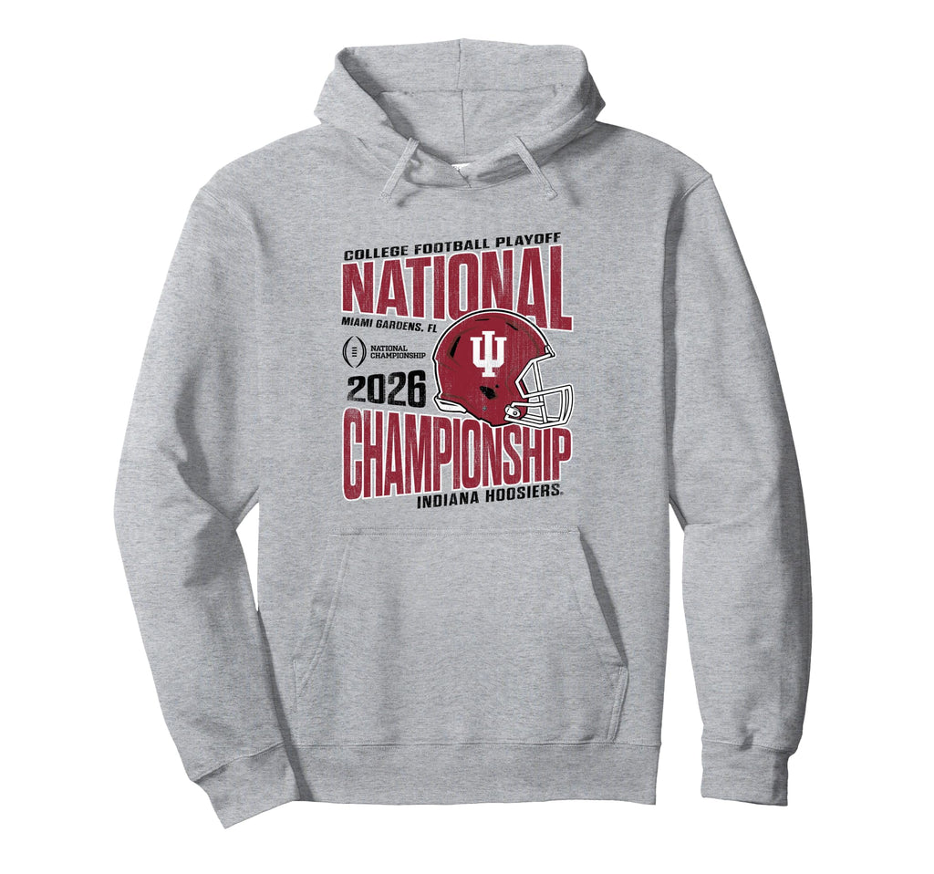 Indiana Hoosiers National Championship CFP 2026 Vintage Gray Pullover Hoodie