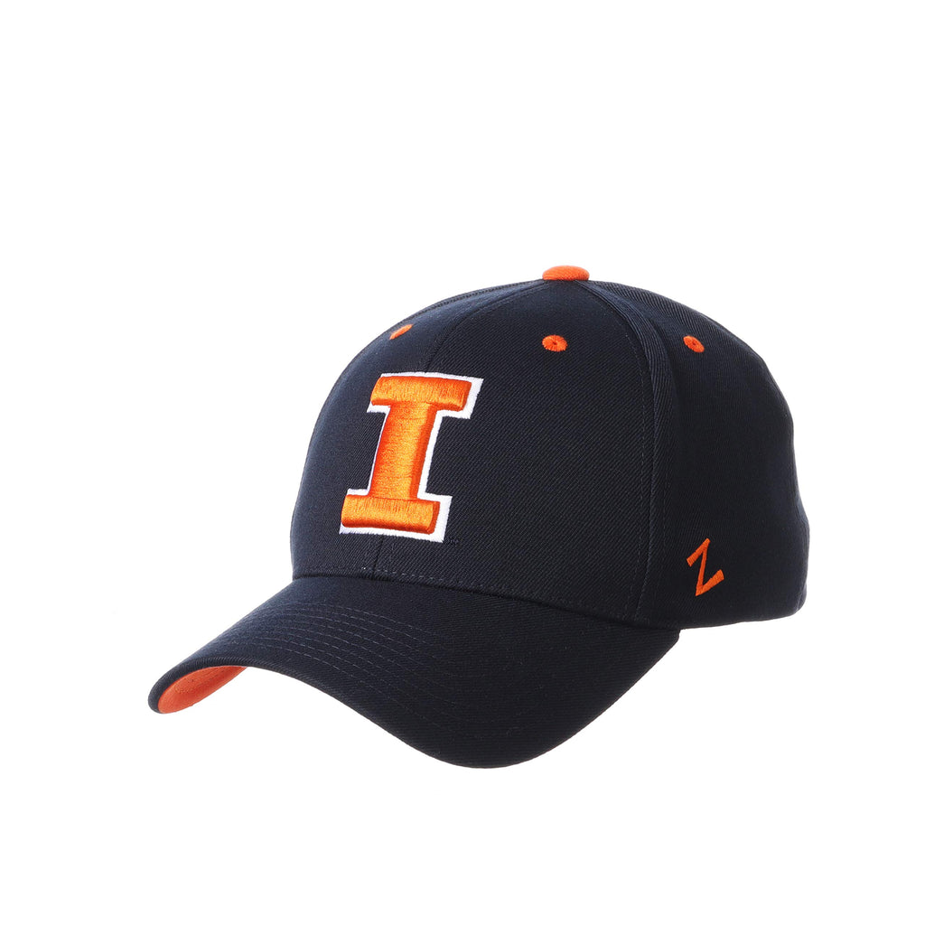 NCAA Illinois Illini Mens Stretch Fitted Hat Team Color, Illinois Illini Navy, Large