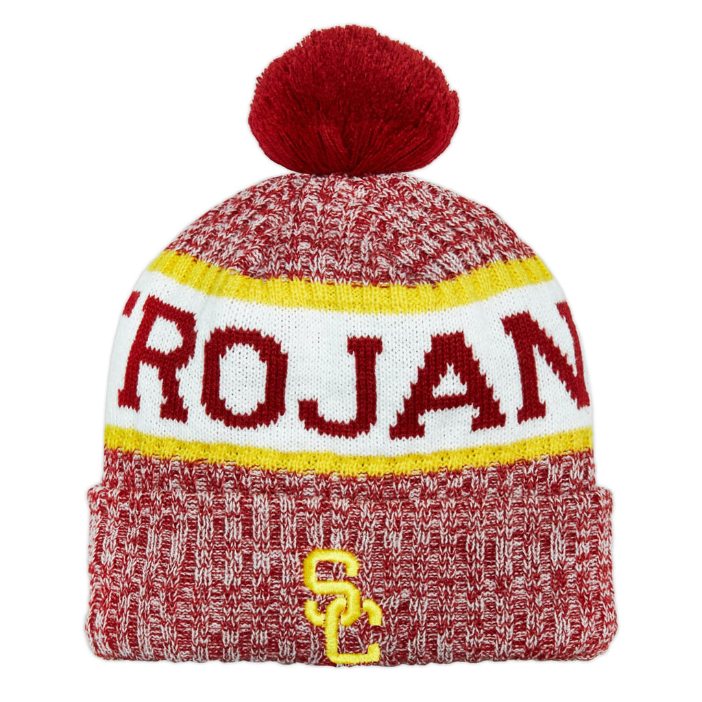 Icon Sports Officially Licensed USC Soccer Pom Beanie - USC Trojans Premium Soft Knit Acrylic Winter Hat for Soccer Fans