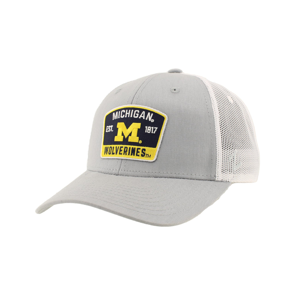 Michigan Wolverines NCAA Officially Licensed Snapback Hat Big Rig Patch Gray White Switchback