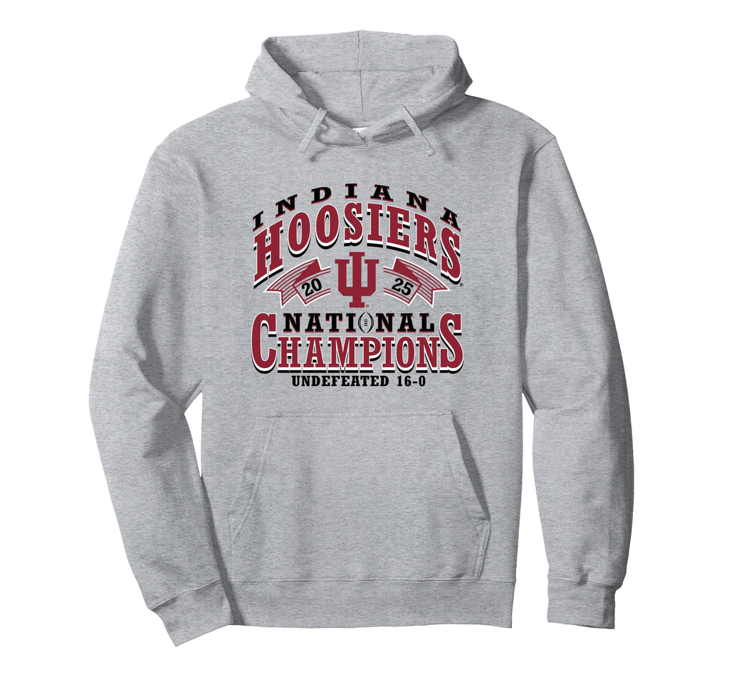 Indiana Hoosiers National Champs 2025 Football CFP Gray Pullover Hoodie