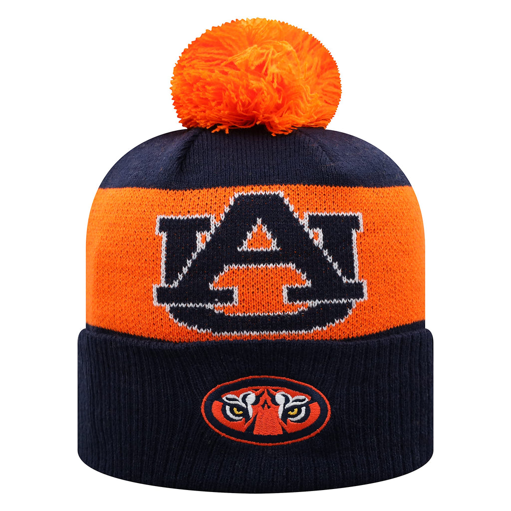 Top of the World NCAA Team Color-Gametime-Cuffed Knit Skully Beanie Hat-Auburn Tigers-One Size Fits Most