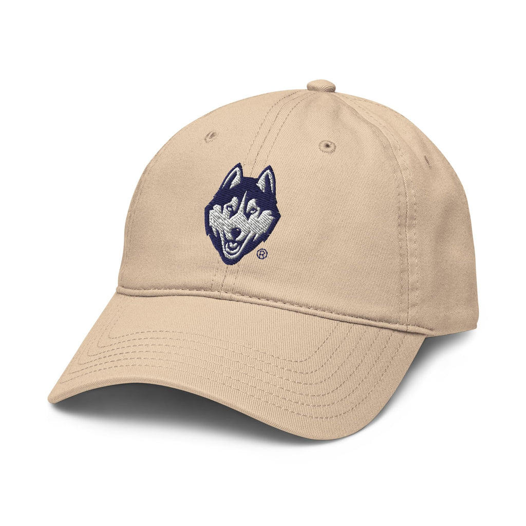 Elite Authentics Connecticut Huskies Icon Officially Licensed Adjustable Baseball Hat, Stone, One Size