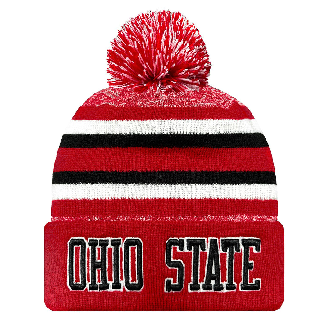 Ohio State Beanie Hat Winter Knit Men Cuffed Stylish Sport Hats Fashion Women Toque Cap with Pom
