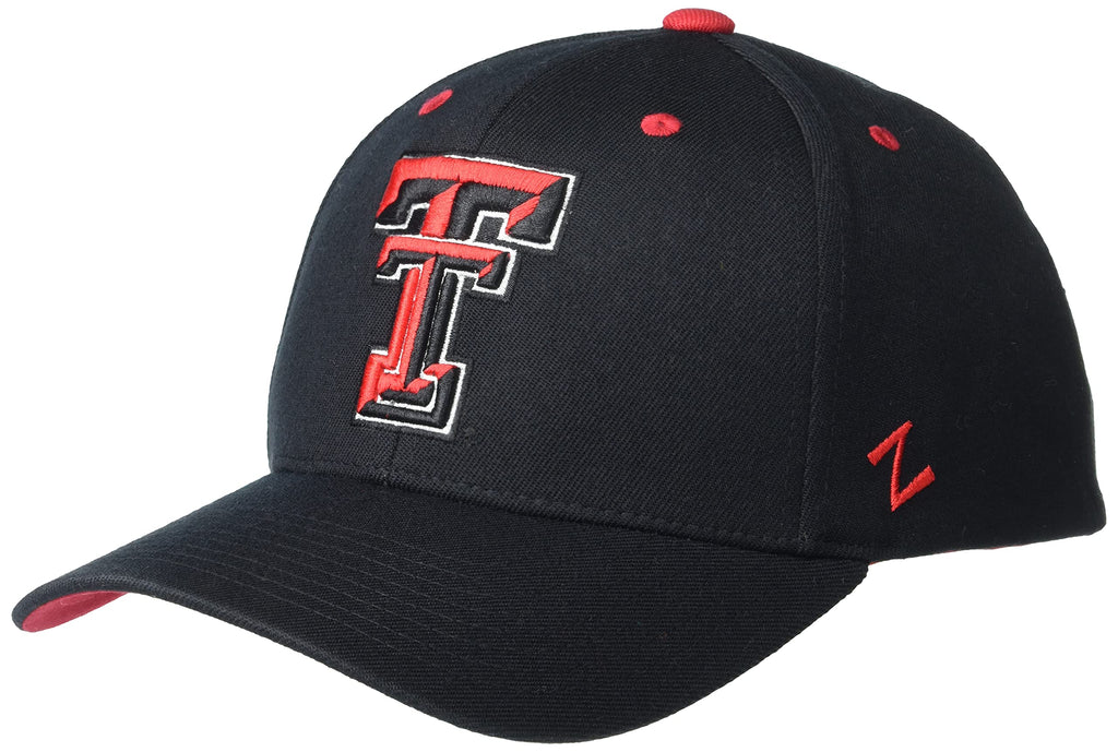 NCAA Texas Tech Red Raiders Mens Stretch Fitted Hat Team Color, Texas Tech Red Raiders Black, Medium