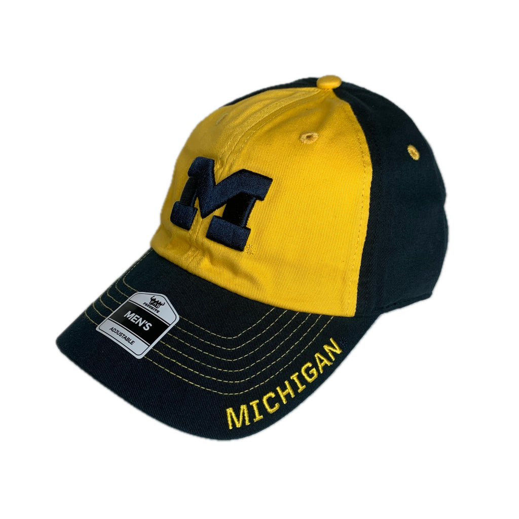 Fan Favorite University of Michigan Blue Relaxed Cleanup Adjustable Strapback Blue Yellow Hat