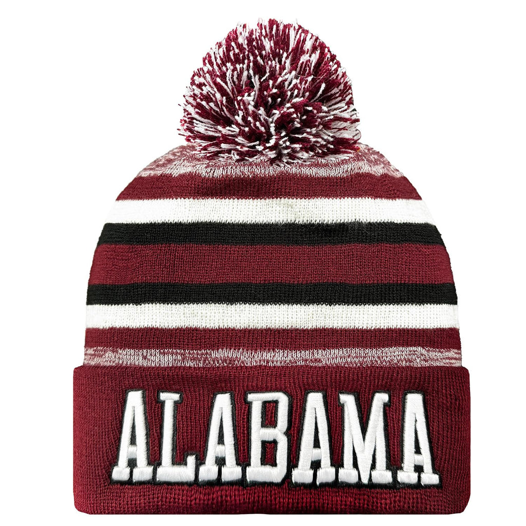 Alabama Beanie Hat Winter Knit Men Cuffed Stylish Sport Hats Fashion Women Toque Cap with Pom