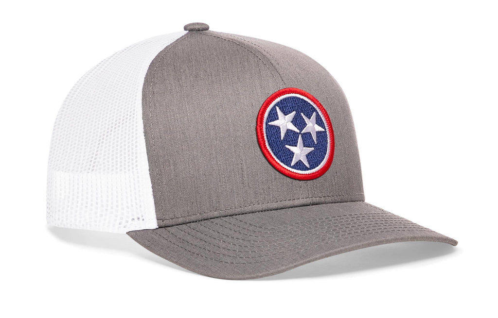 HAKA Tennessee Hat – Tennessee Flag Trucker Hat Baseball Cap TN Snapback (Grey/White)