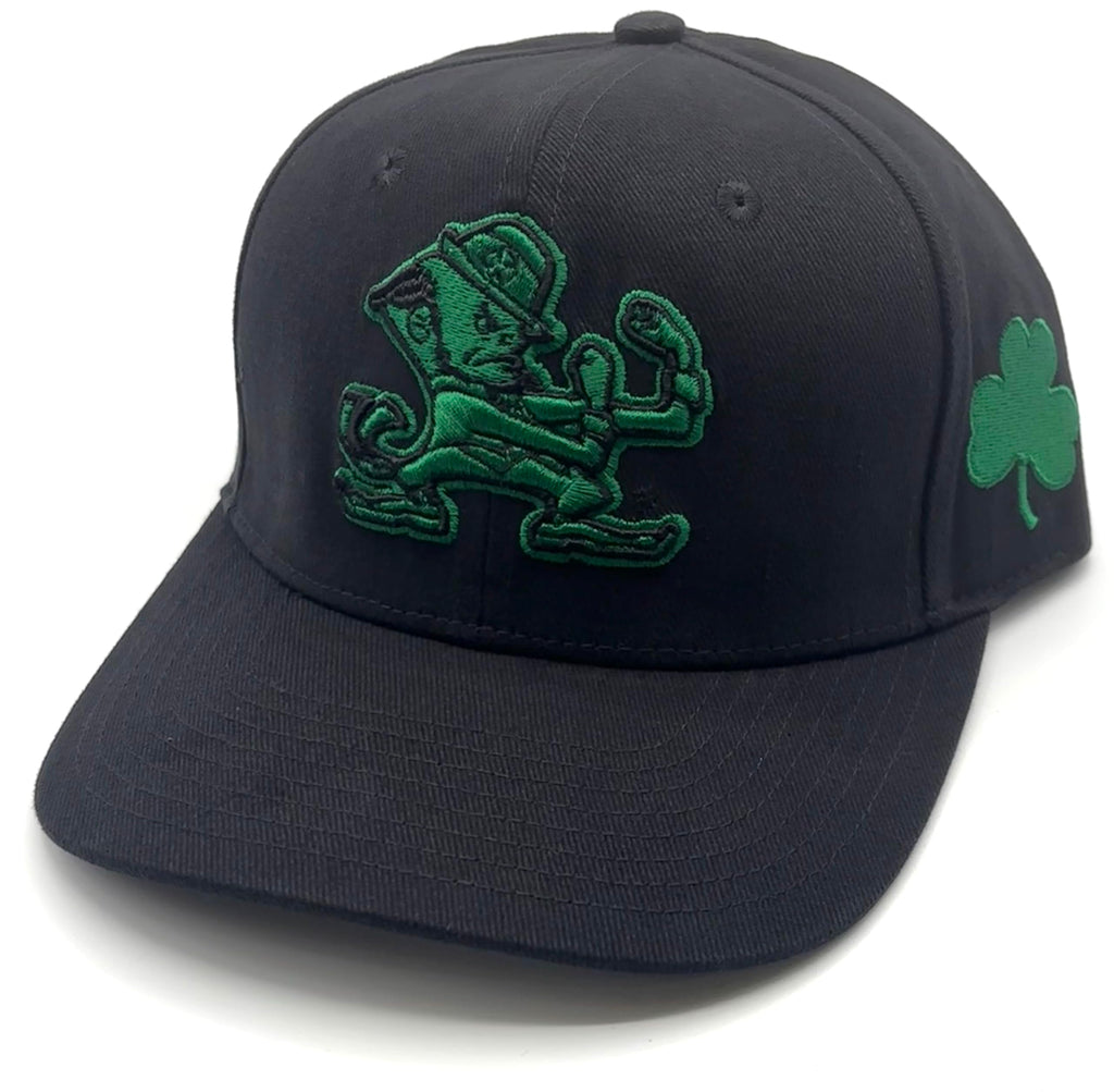Officially Licensed Notre Dame Hat Classic Primary Irish Team Logo Adjustable Structured Embroidered Snapback Sports MVP Black/Green Cap