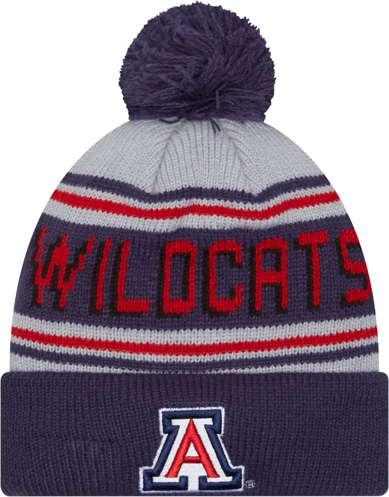 New Era Arizona Wildcats Navy Wordmark Cheer Sideline Sport Cuff Beanie Hat with Pom - NCAA Cuffed Winter Cap