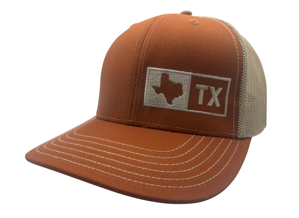 Trucker Hat - Texas (Burnt Orange and Tan) Mesh Snapback Cap
