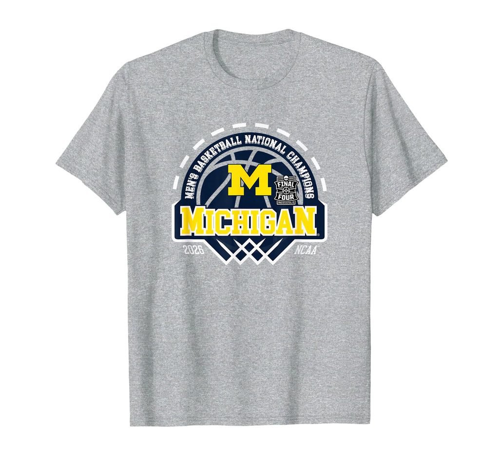 Michigan Wolverines National Champs 2026 Men Basketball Gray T-Shirt
