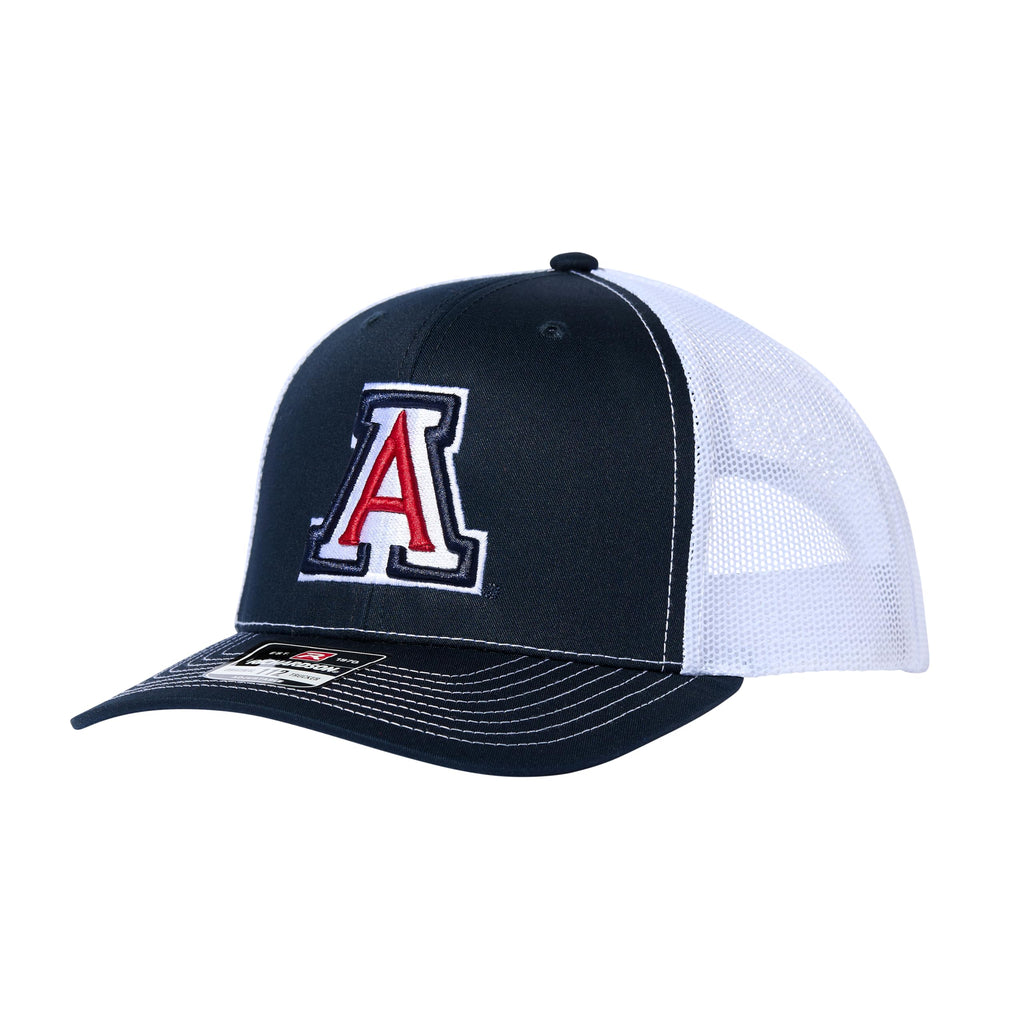 USCAPE Arizona Wildcats NCAA Licensed Richardson 112 Trucker Snapback Hat for Men - Stylish Mesh Back, Casual Caps, Comfortable Fit, Navy/White