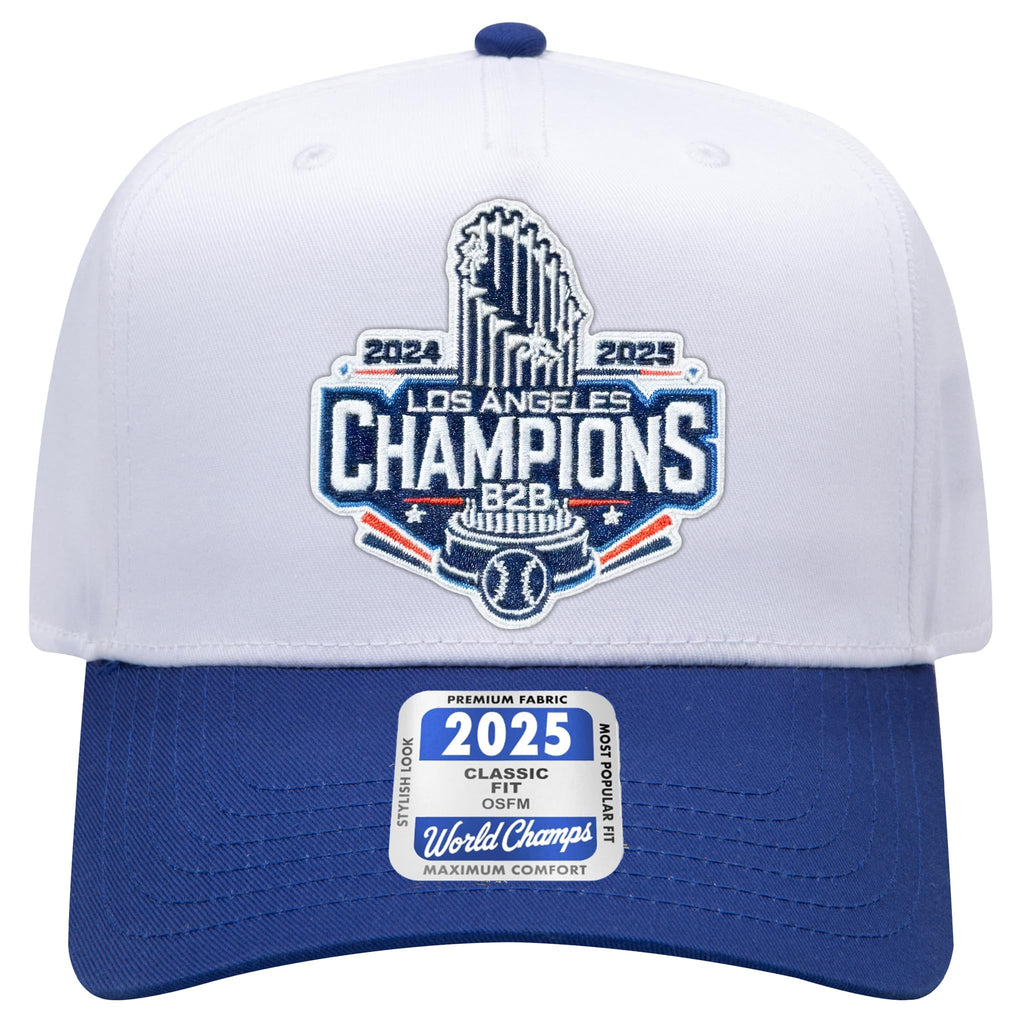 Los Angeles Baseball 2025 Champions Embroidered Patch Hat | Champions | Premium Trucker Hat with Adjustable Snapback (US, Alpha, One Size, Royal/White)