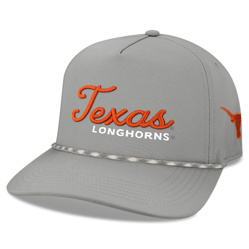 Legacy NCAA Officially Licensed Rope Hat, Texas Longhorns, Lightweight Cap for Men & Women, Caddy Adjustable (Caddy), Grey/Grey White Rope, One Size Fits Most, Snapback Closure
