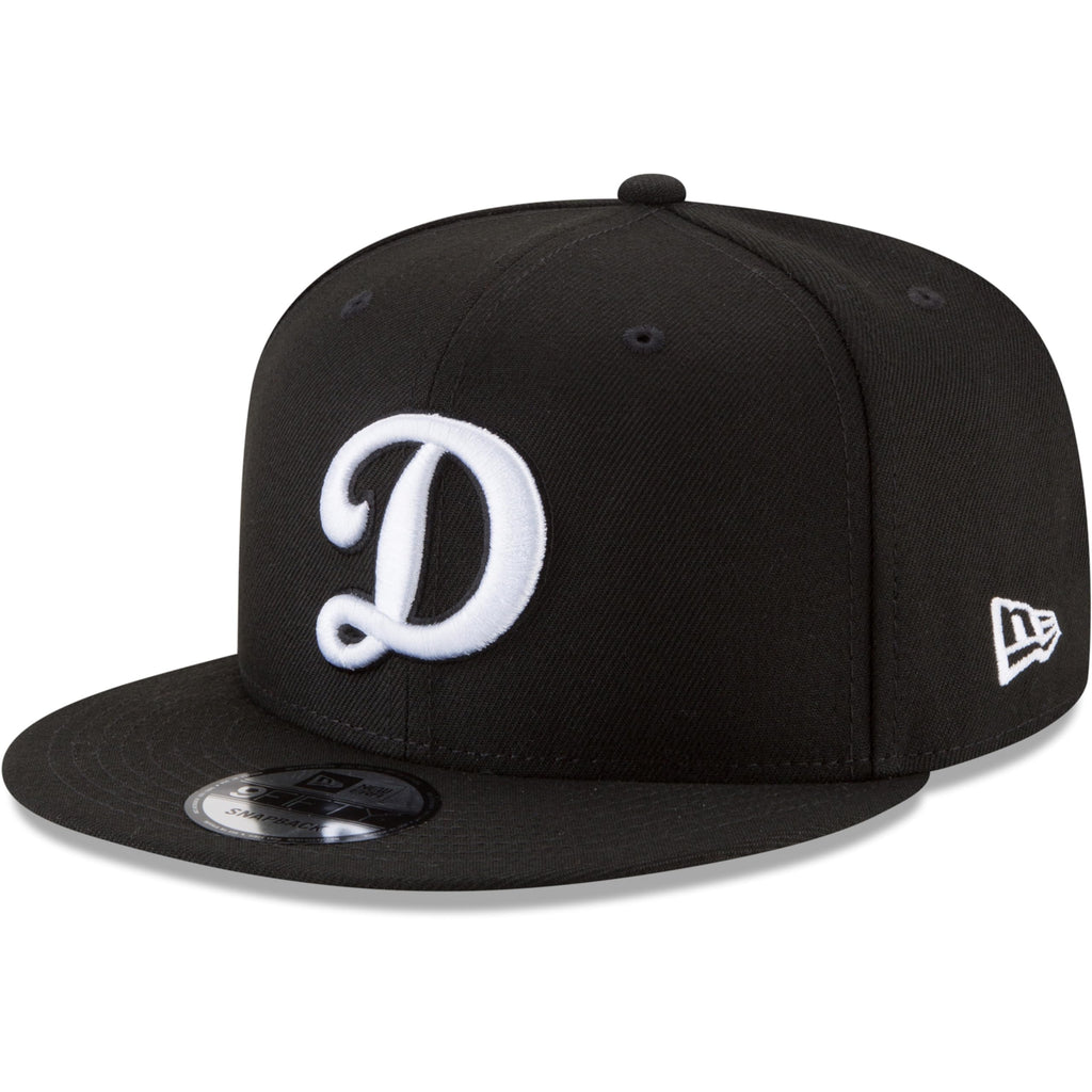 New Era Unisex-Adult MLB 9Fifty Black White Primary Logo Adjustable Snapback Hat Cap One Size Fits All - Los Angeles Dodgers Black White Alternate