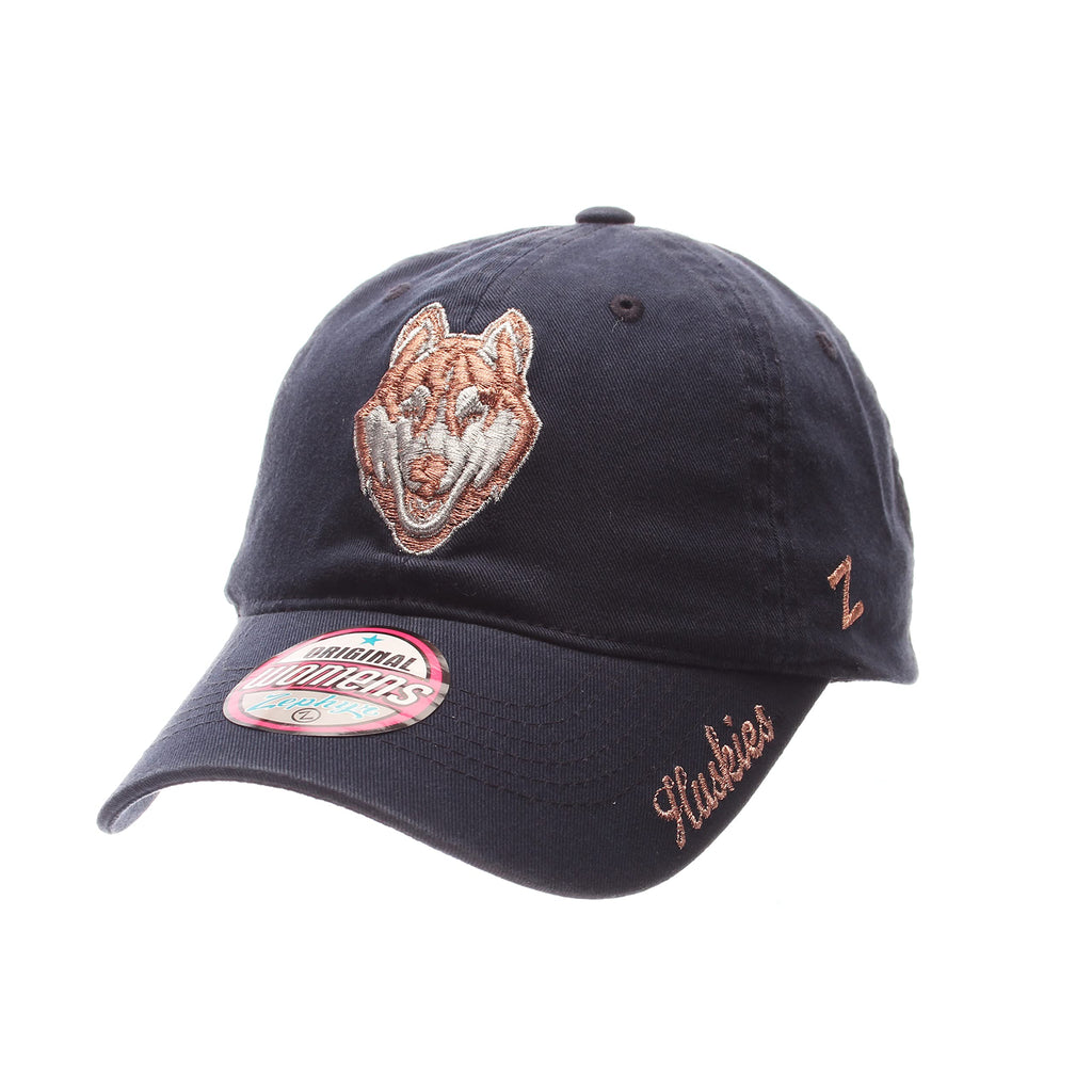 Zephyr Connecticut Huskies Women's Navy Glitter Versailles Scholarship Cap - NCAA, Ladies Adjustable Baseball Hat