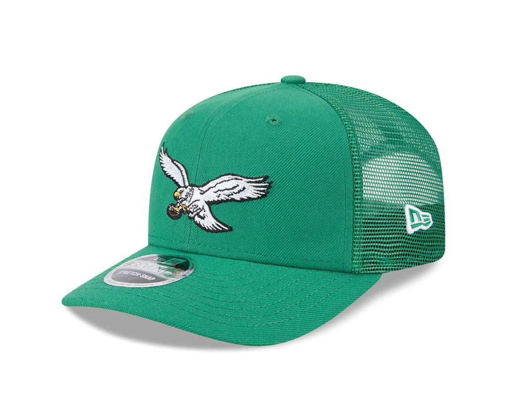 New Era Men's Kelly Green Philadelphia Eagles Main Trucker 9SEVENTY Stretch-Snap Hat