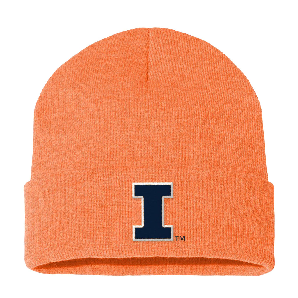 UGP Campus Apparel BN508 - Illinois Fighting Illini Primary Logo Cuffed Beanie - One Size - Heather Orange