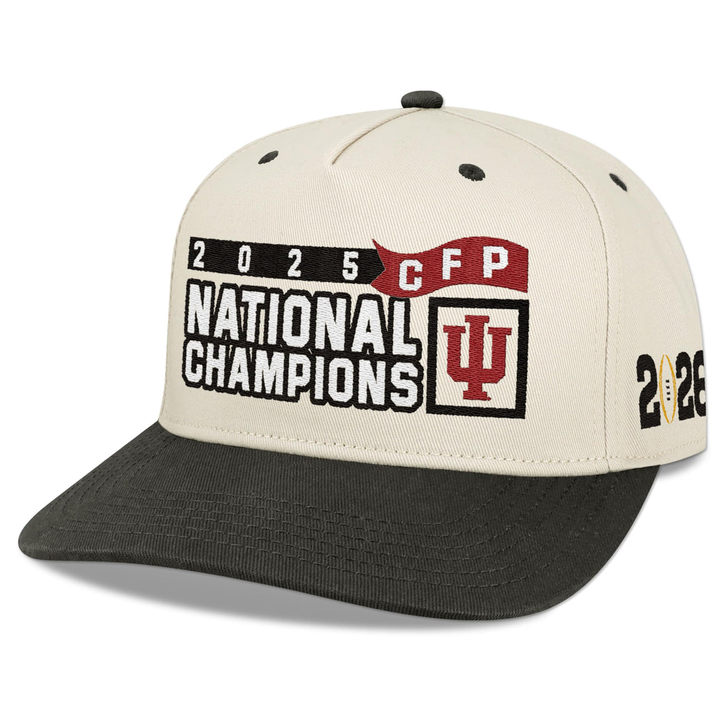 Legacy NCAA Officially Licensed Baseball Hat, Indiana Hoosiers CFP National Champions, Heritage Twill Adjustable (HTA) Stone/Black