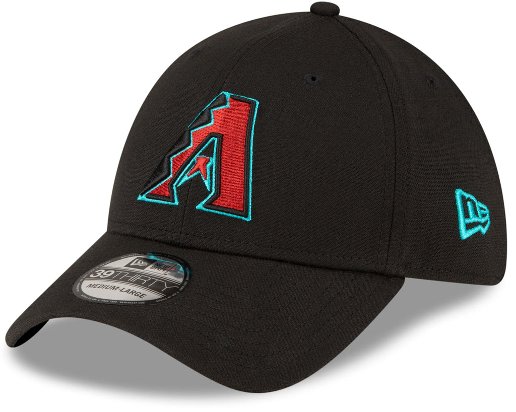 New Era MLB 39Thirty Team Classic Stretch Flex Fit Team Color Primary Logo Primary Logo Baseball Cap Hat - Arizona Diamondbacks Black - Medium - Large