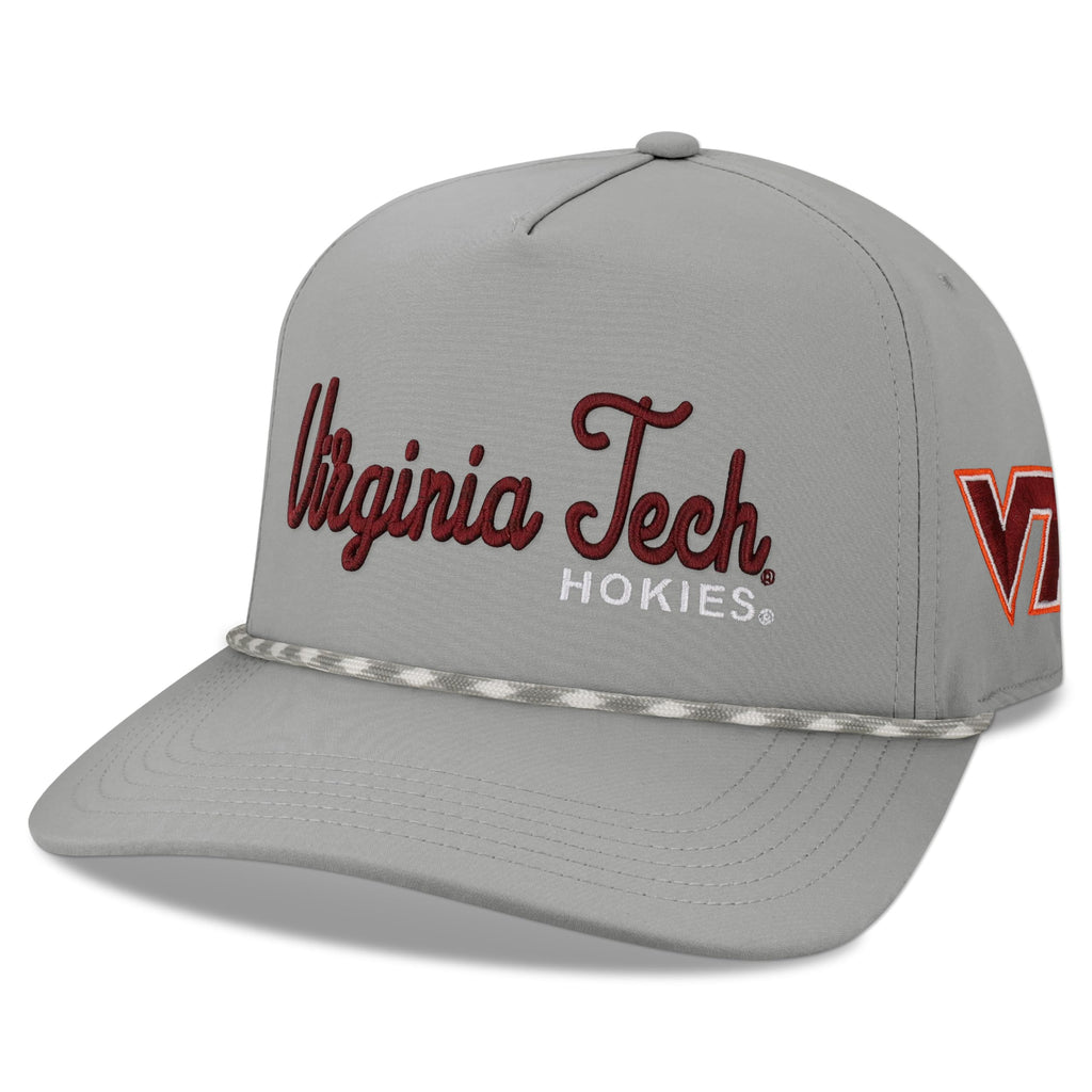 Legacy NCAA Officially Licensed Rope Hat, Virginia Tech Hokies, Lightweight Cap for Men & Women, Caddy Adjustable (Caddy), Grey/Grey White Rope, One Size Fits Most, Snapback Closure