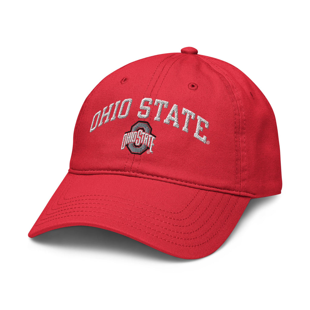 Elite Authentics Ohio State Buckeyes Arch Over Red Officially Licensed Adjustable Baseball Hat, One Size