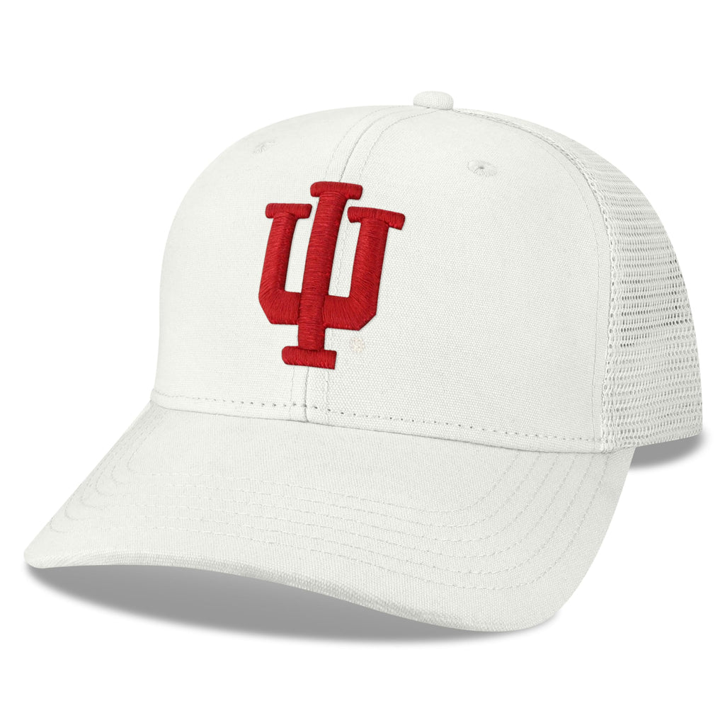 Legacy NCAA Officially Licensed Baseball Hat, Indiana Hoosiers, Lightweight Cap for Men & Women, Mid-Pro Snapback Adjustable (MPS), White Trucker, One Size Fits Most, Snapback Closure