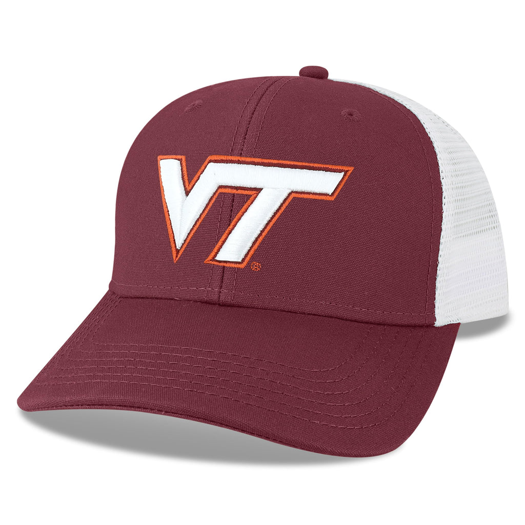 Legacy NCAA Officially Licensed Baseball Hat, Virginia Tech Hokies, Lightweight Cap for Men & Women, Mid-Pro Snapback Adjustable (MPS), Maroon/White Trucker, One Size Fits Most, Snapback Closure