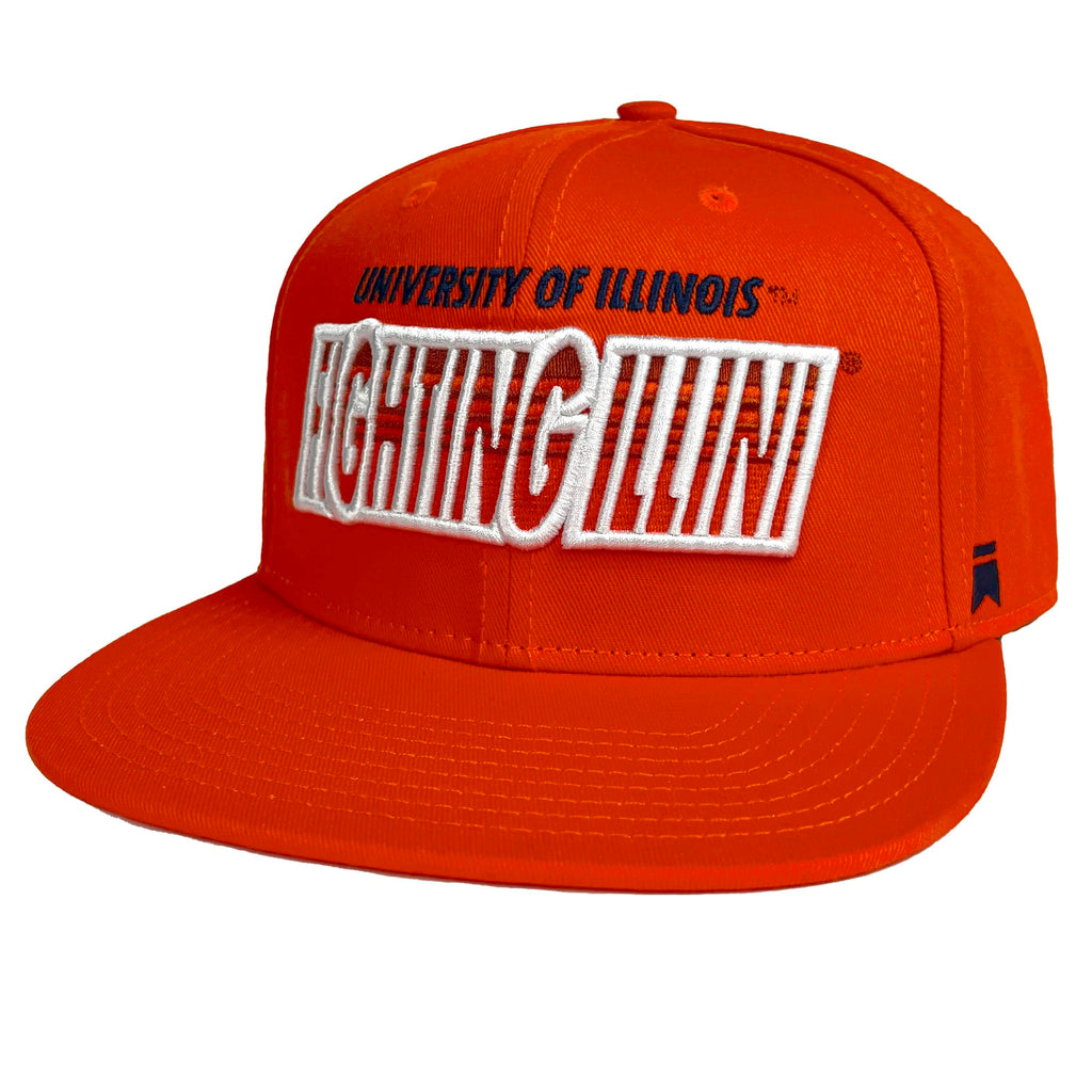 Campus Lab University of Illinois Gradient Team Adjustable Snapback Flat Brimmed 6 Panel Hat Orange