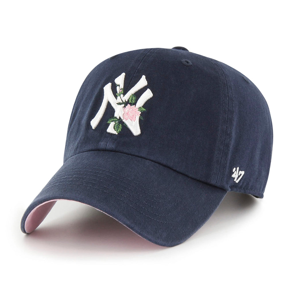 47 New York Yankees Thorn Clean Up Dad Hat Baseball Cap - Navy/Pink Rose