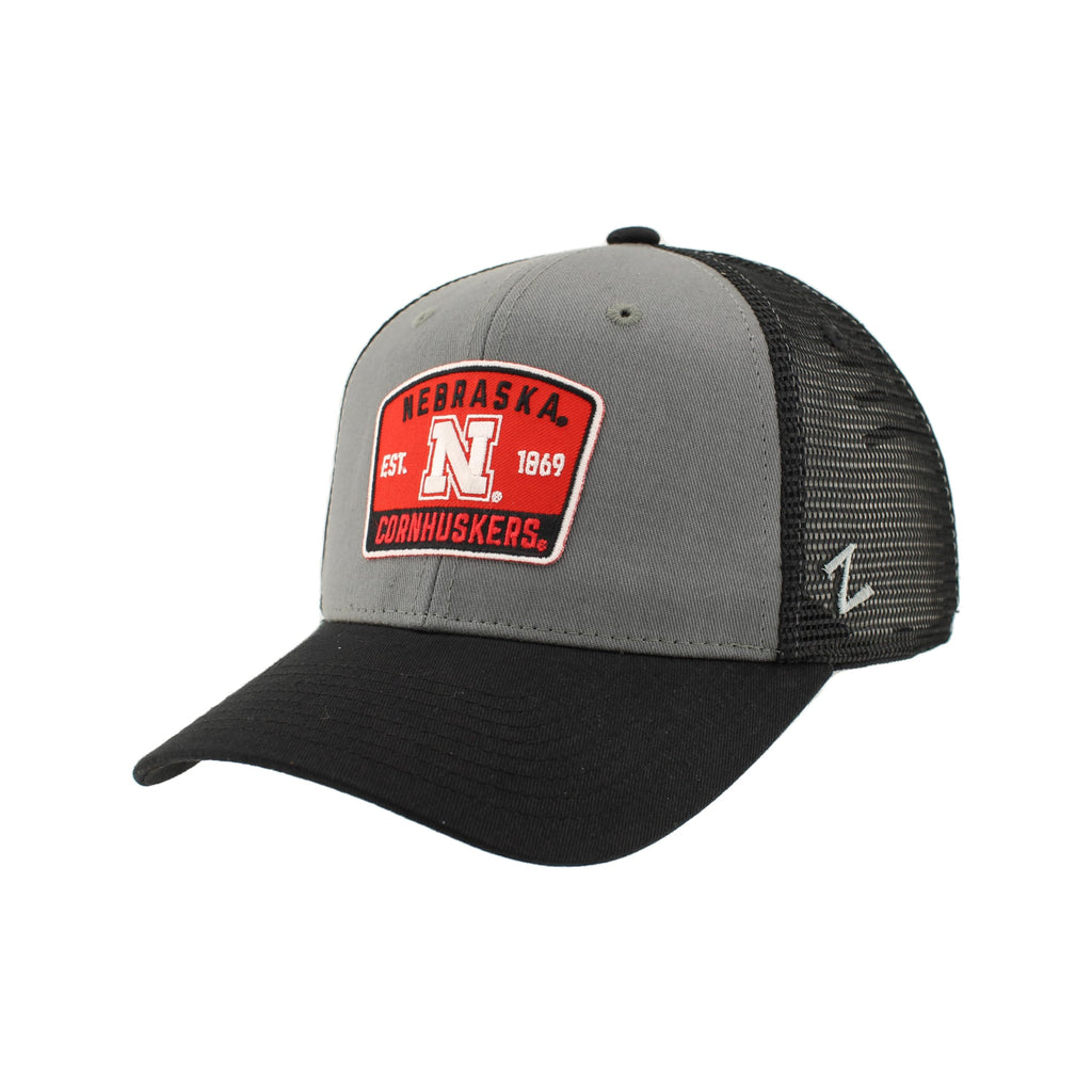 Nebraska Cornhuskers NCAA Officially Licensed Snapback Hat Big Rig Patch Black Gray Switchback