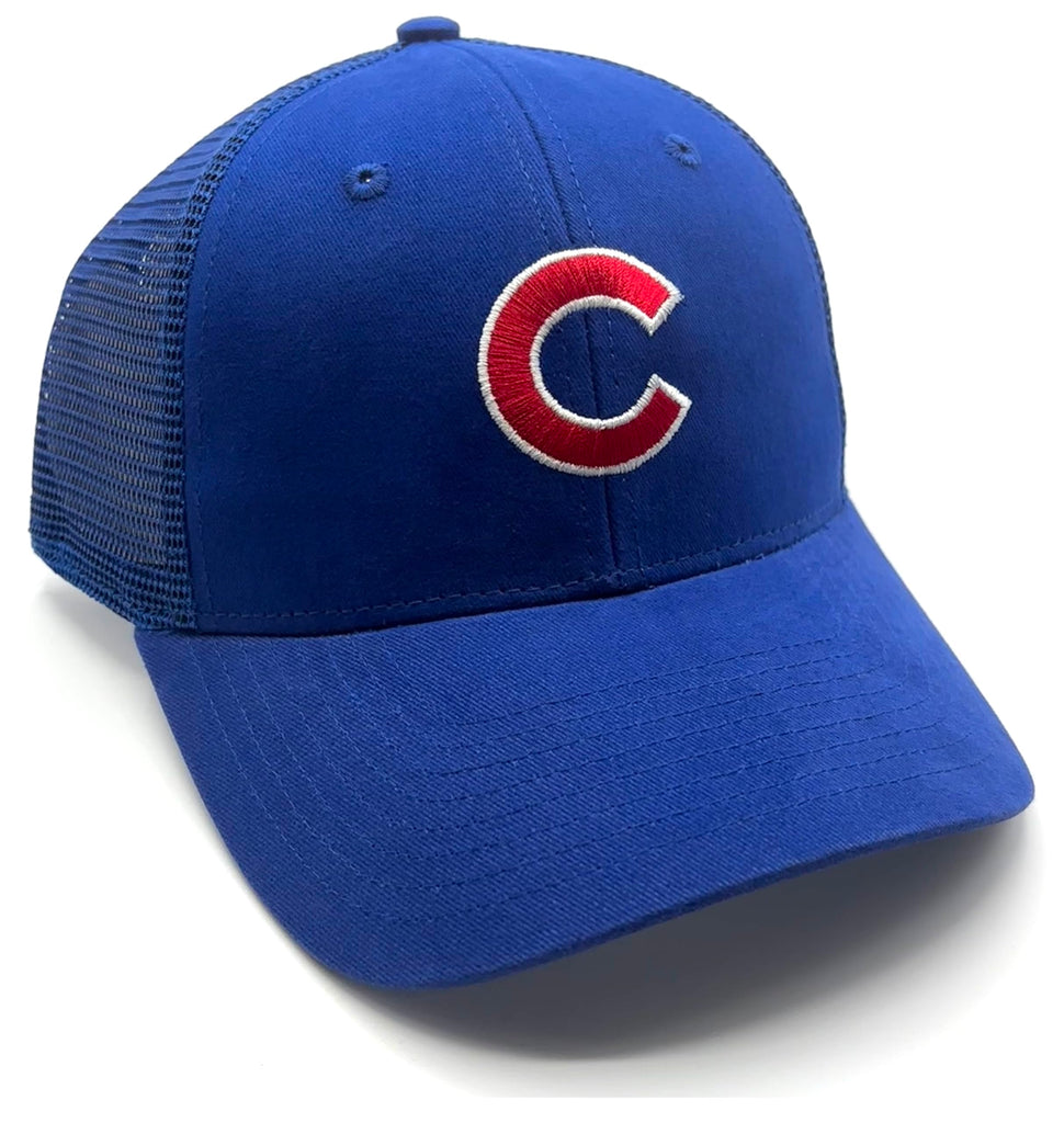 Officially Licensed Chicago Baseball Royal MVP Mesh Trucker Hat Classic Adjustable Primary Cubs Team Logo Embroidered Snapback Blue Sports Cap