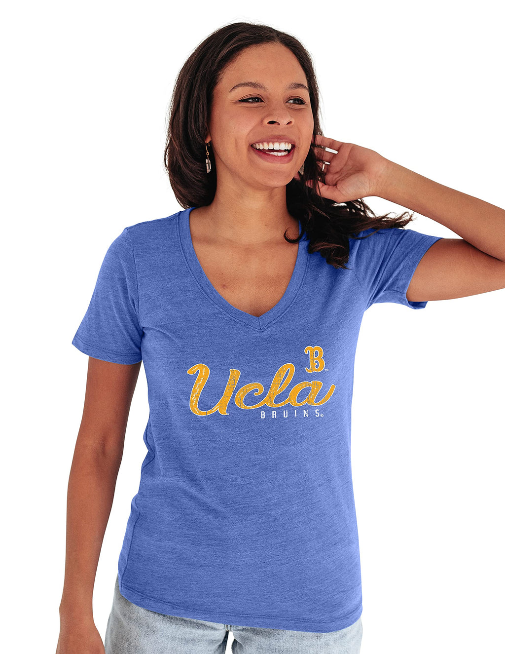 Blue 84 Women's Nebraska Cornhuskers V-Neck T-Shirt - Soft Tri-Blend Fan Tee, Officially Licensed