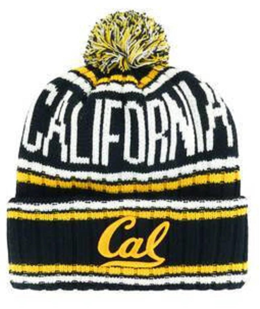 Officially Licensed Cal Berkeley Navy Cuffed Knit Pom Beanie Hat Classic Embroidered University Team Logo Blue Winter White Sports Cap