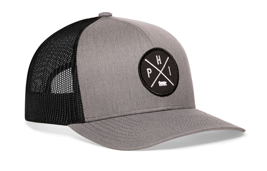 HAKA Philadelphia Gray & Black Trucker Hat – PHI Mesh Snapback Cap for Men, Women & Golf, City X Design Baseball Dad Hat