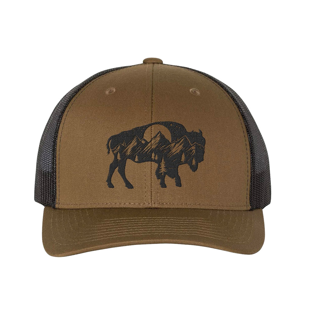 Black Lantern Trucker Hats - Buffalo Landscape Snapback Adjustable Trucker Hats for Men and Women - Bison Hat - Trucker & Baseball Caps - Outdoor Aesthetic Headwear