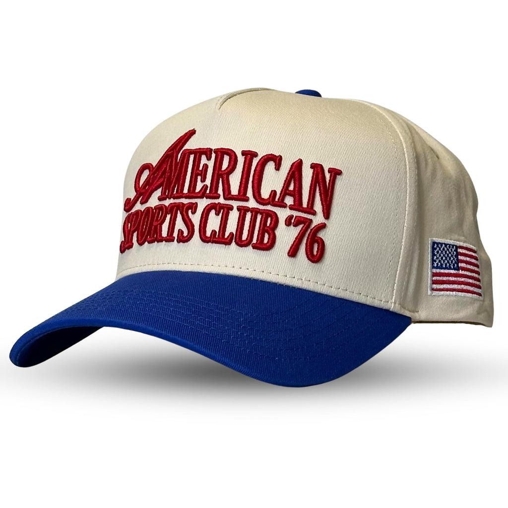 Vintage Sport Trucker Hat | Men & Women | Trendy Pickleball Golf Hats Men | American Country Western Cute Cowgirl Caps | Retro Baseball Cotton | Snapback (American Sports Club | Blue)