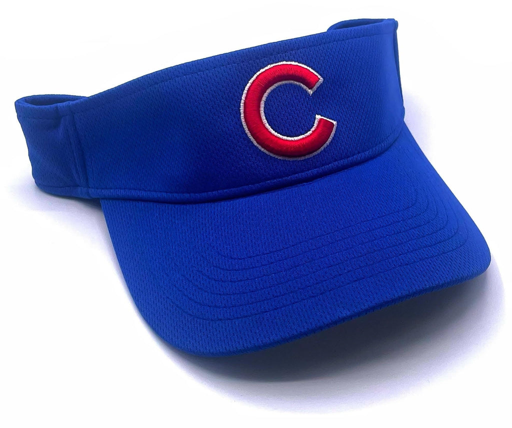 Officially Licensed Chicago Baseball Team Visor Hat MVP Adjustable Cubs Logo Embroidered Blue Cap