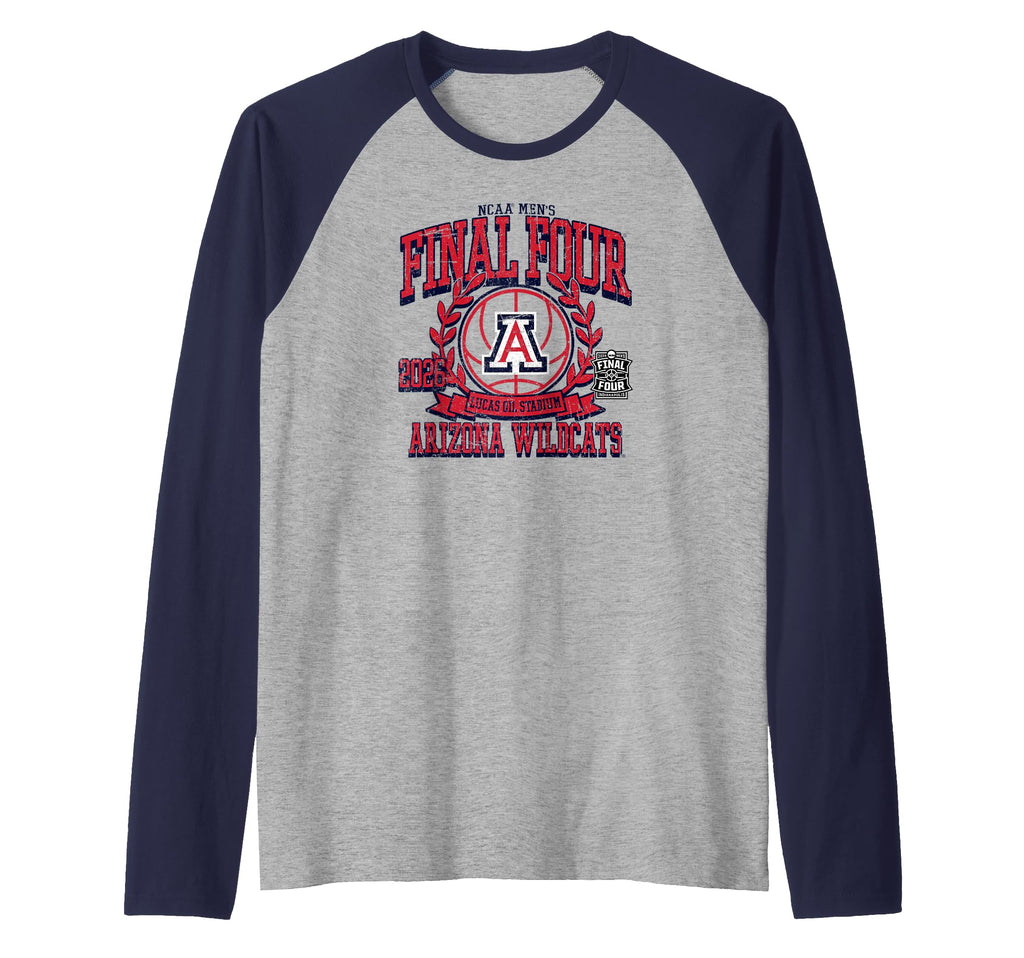 Arizona Wildcats Final Four 2026 Men's Basketball Retro Raglan Baseball Tee