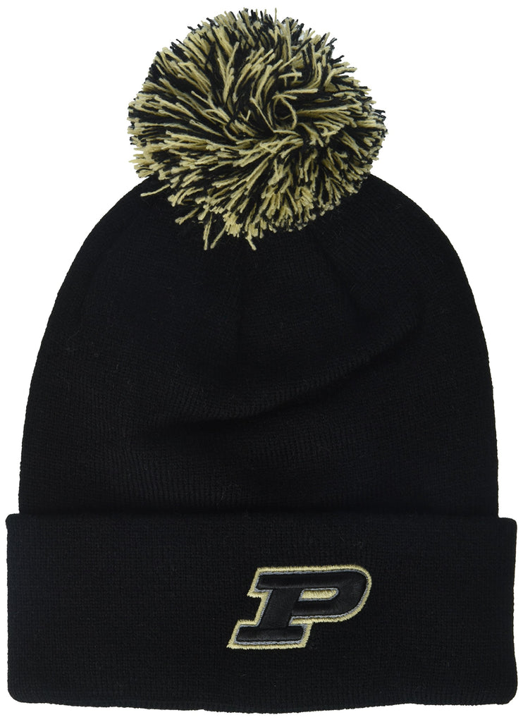 NCAA Zephyr Purdue Boilermakers Mens Pom Knit Beanie, Adjustable, Team Color
