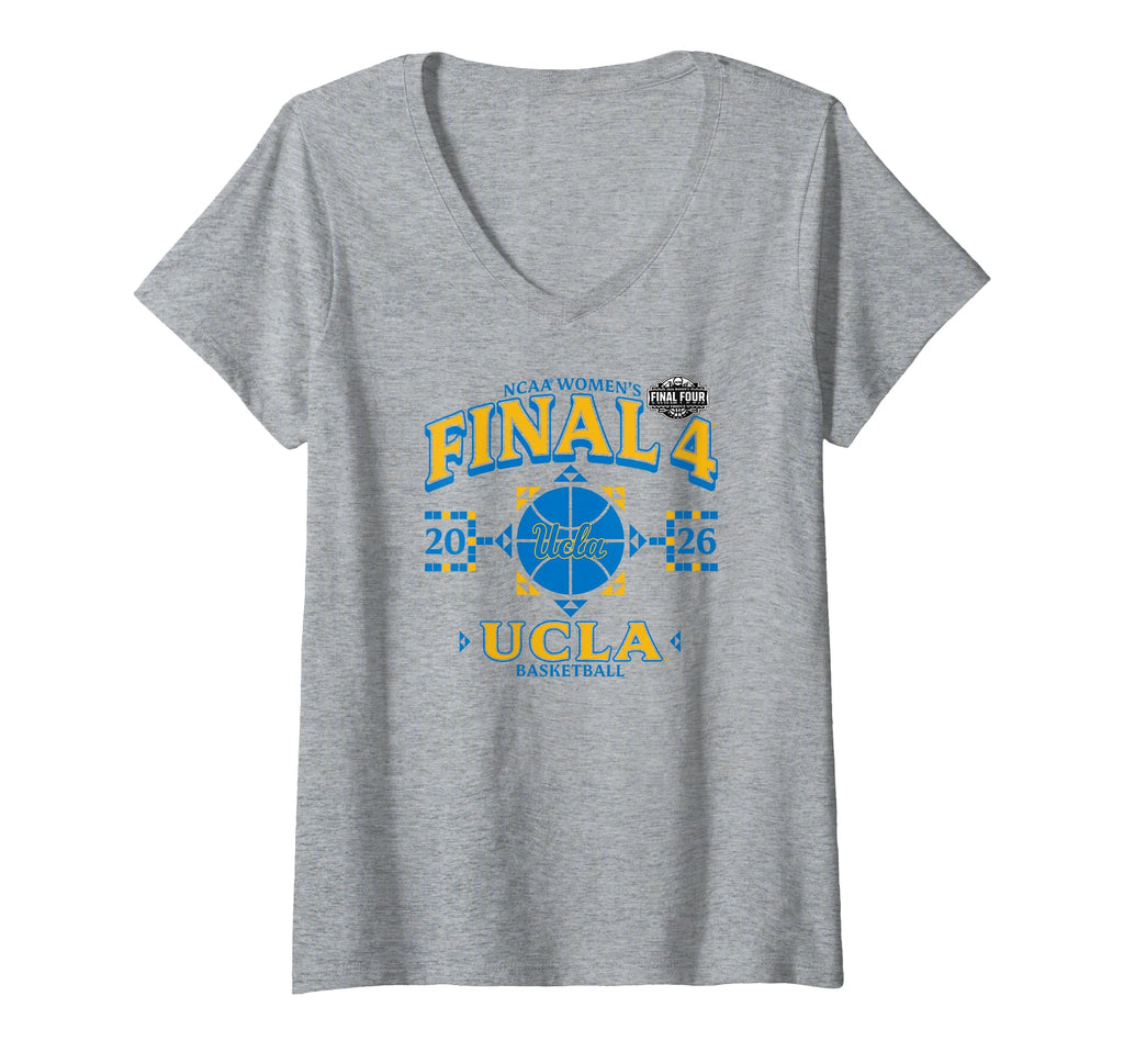 Women's UCLA Bruins Final Four 2026 Women's March Madness Gray V-Neck T-Shirt