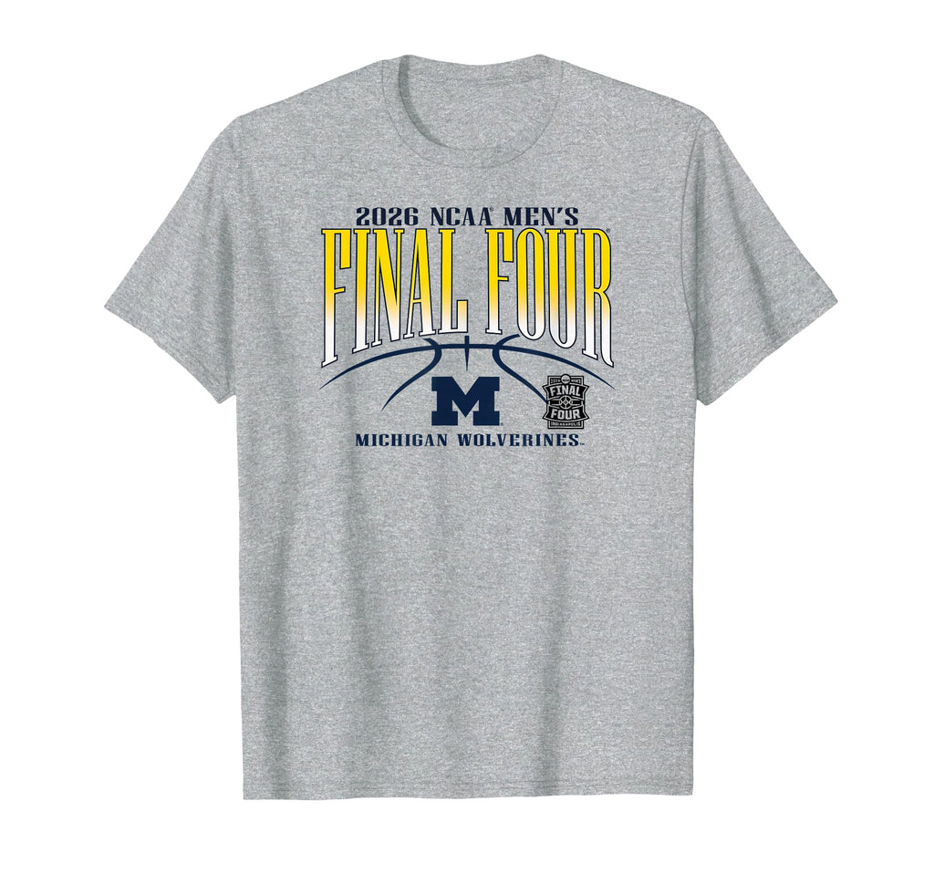 Michigan Wolverines Final Four 2026 Men's Basketball Gray T-Shirt