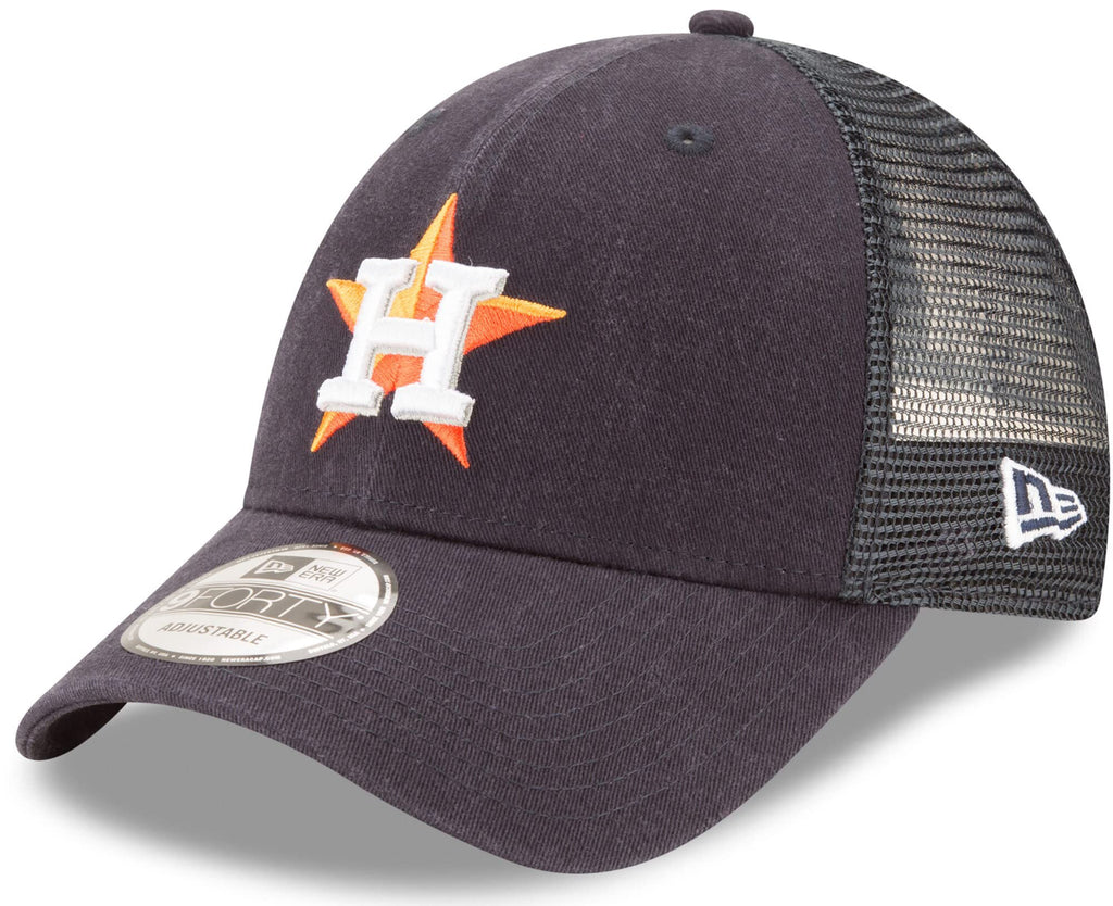 New Era MLB The League 9FORTY Team Color Primary Logo Mesh Trucker Adjustable Hat Cap One Size Fits All - Houston Astros Navy