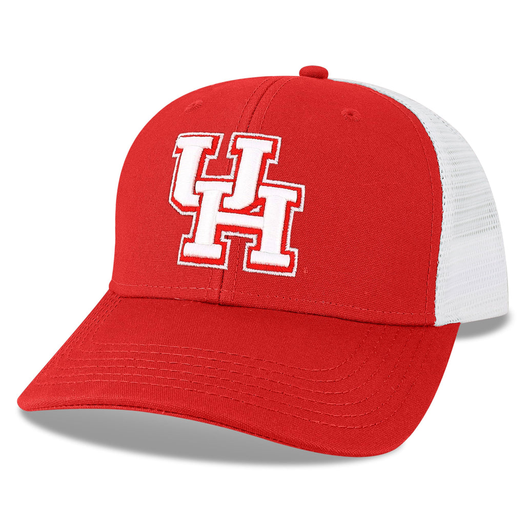 Legacy NCAA Officially Licensed Baseball Hat, Houston Cougars, Lightweight Cap for Men & Women, Mid-Pro Snapback Adjustable (MPS), Scarlet/White Trucker, One Size Fits Most, Snapback Closure