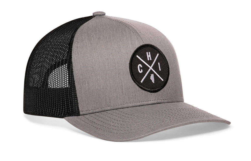 HAKA Chicago Gray & Black Trucker Hat – CHI Mesh Snapback Cap for Men, Women & Golf, City X Design Baseball Dad Hat