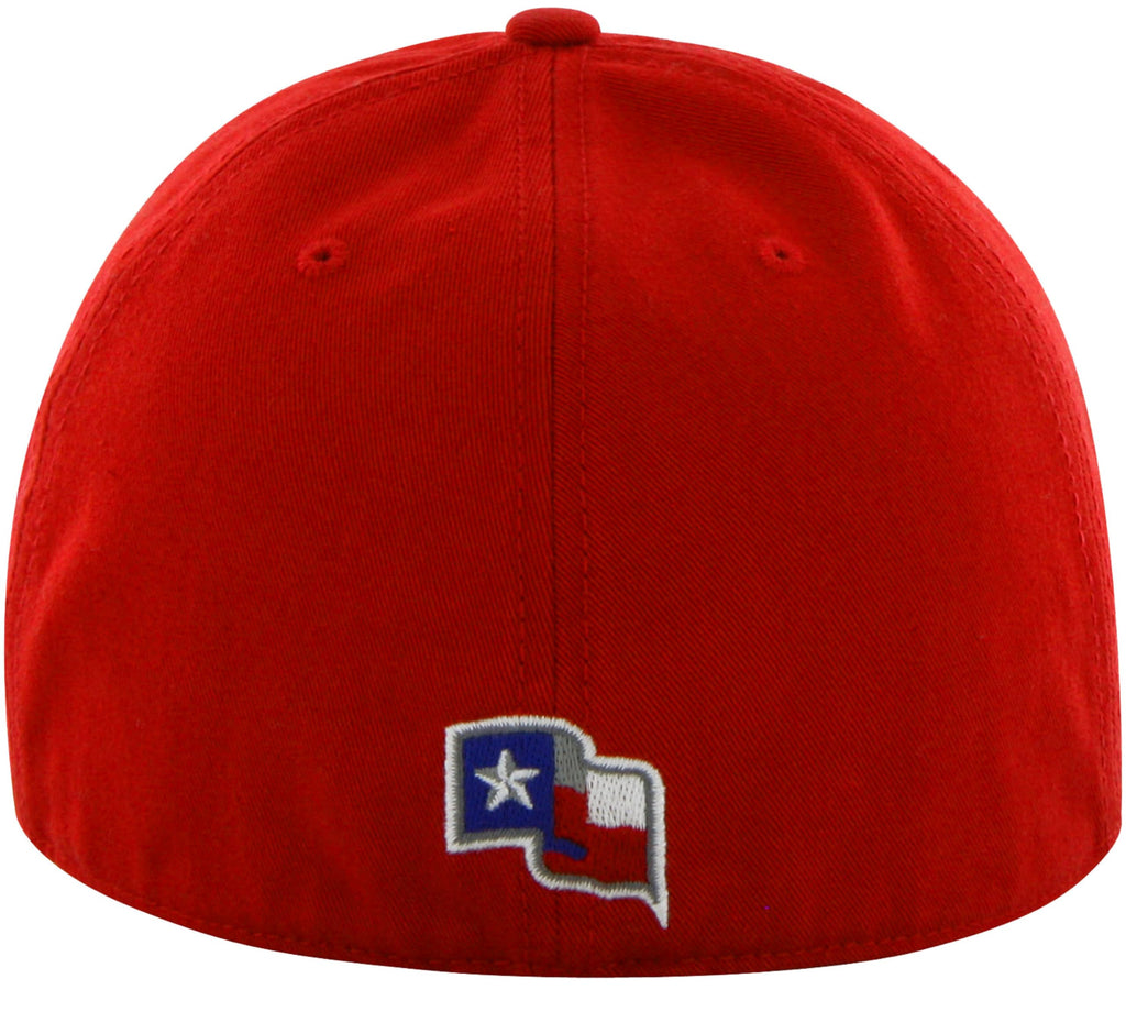 47 MLB Team Color Primary Logo Franchise Fitted Baseball Hat Cap, Unisex Adult - Texas Rangers - Red (Medium)