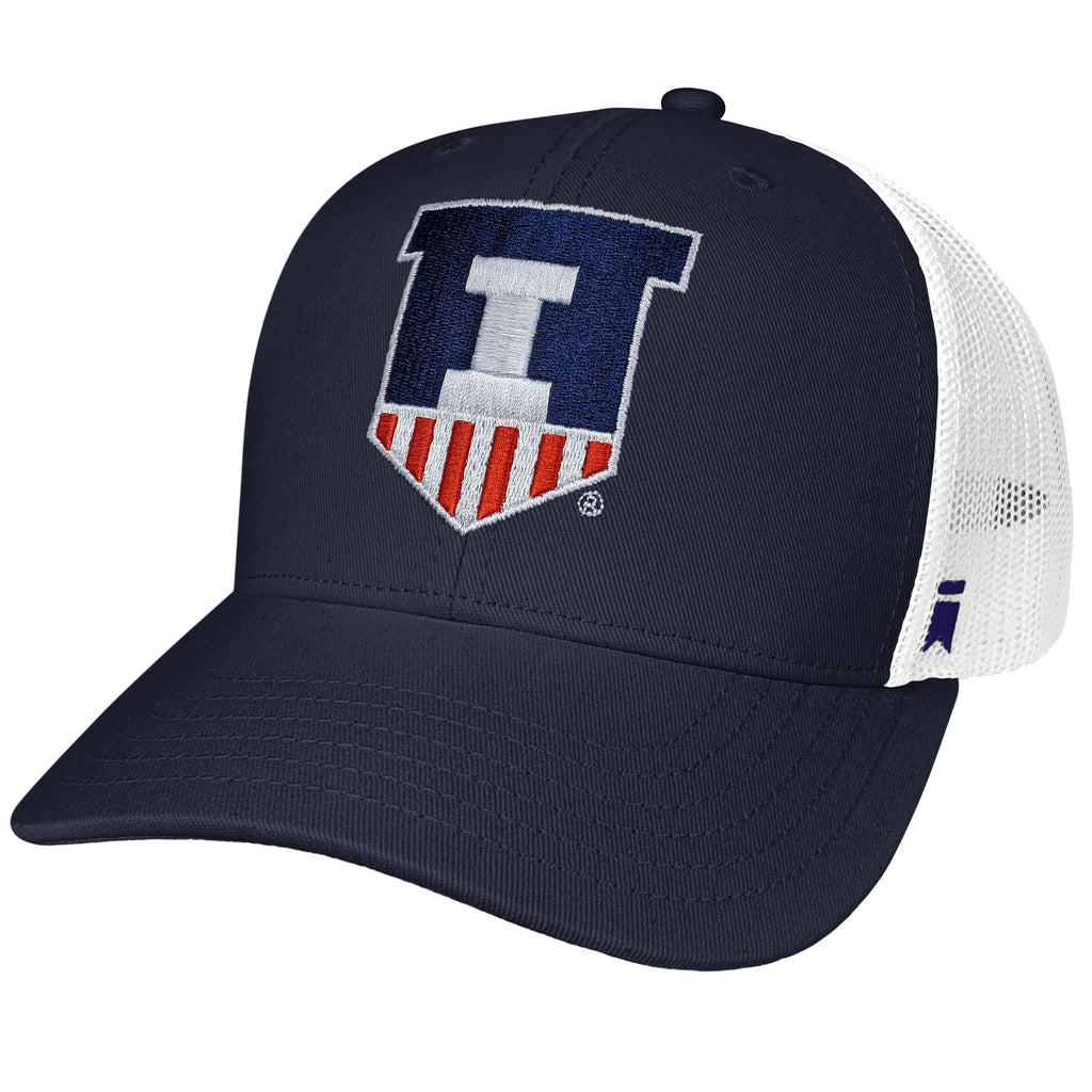 Campus Lab Official University of Illinois Mascot Adjustable Snapback Trucker Hat - Unisex for Men and Women Navy